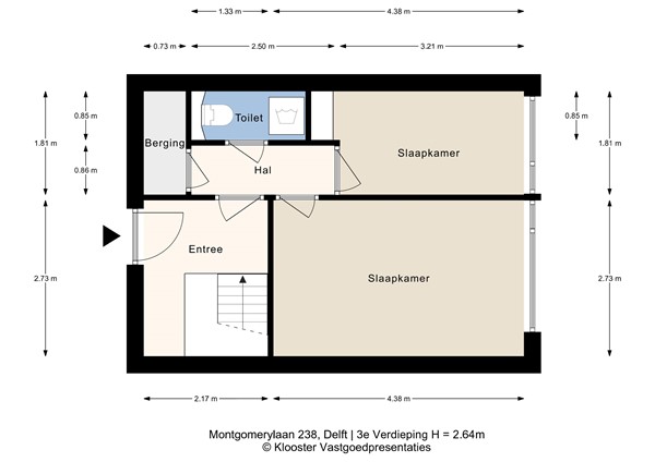 Plattegrond - Montgomerylaan 238, 2625 PV Delft - 3e Verdieping.jpeg